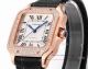 Best replica Cartier Santos rose gold case diamond bezel couple leather strap watch (3)_th.jpg